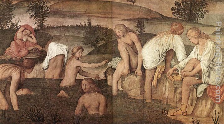 Girls Bathing painting - Bernardino Luini Girls Bathing art painting